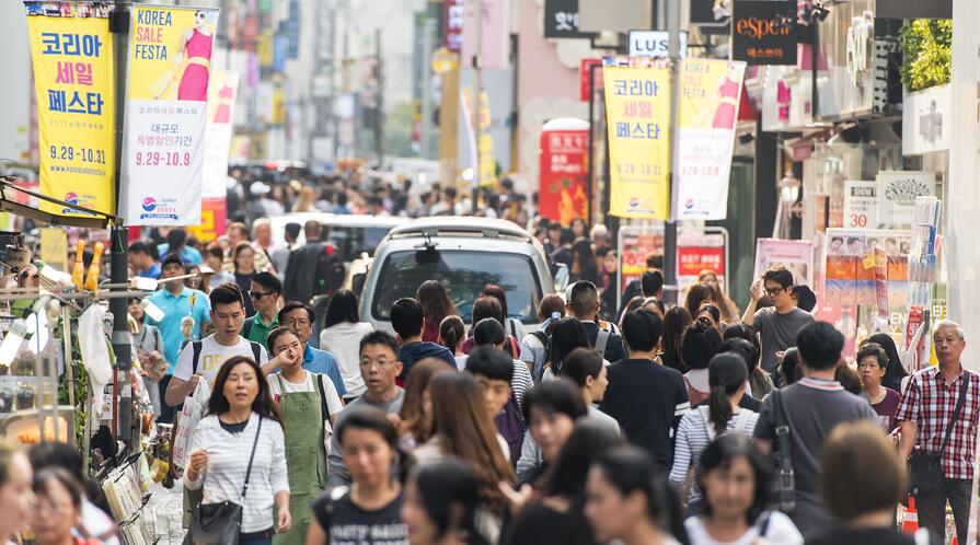 People at Myeongdong street in Seoul